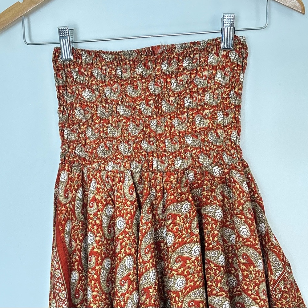 Women’s Asymmetrical Patchwork Strapless Boho Dre… - image 3